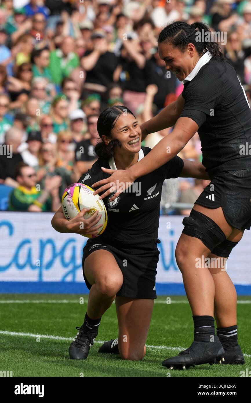 New Zealand's Braxton Sorensen-McGee, left, celebrates with her ...