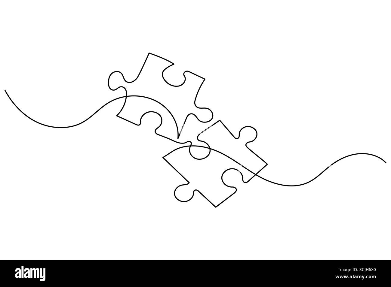Continuous line art illustration of a puzzle piece, perfect for concepts of problem solving Stock Vector