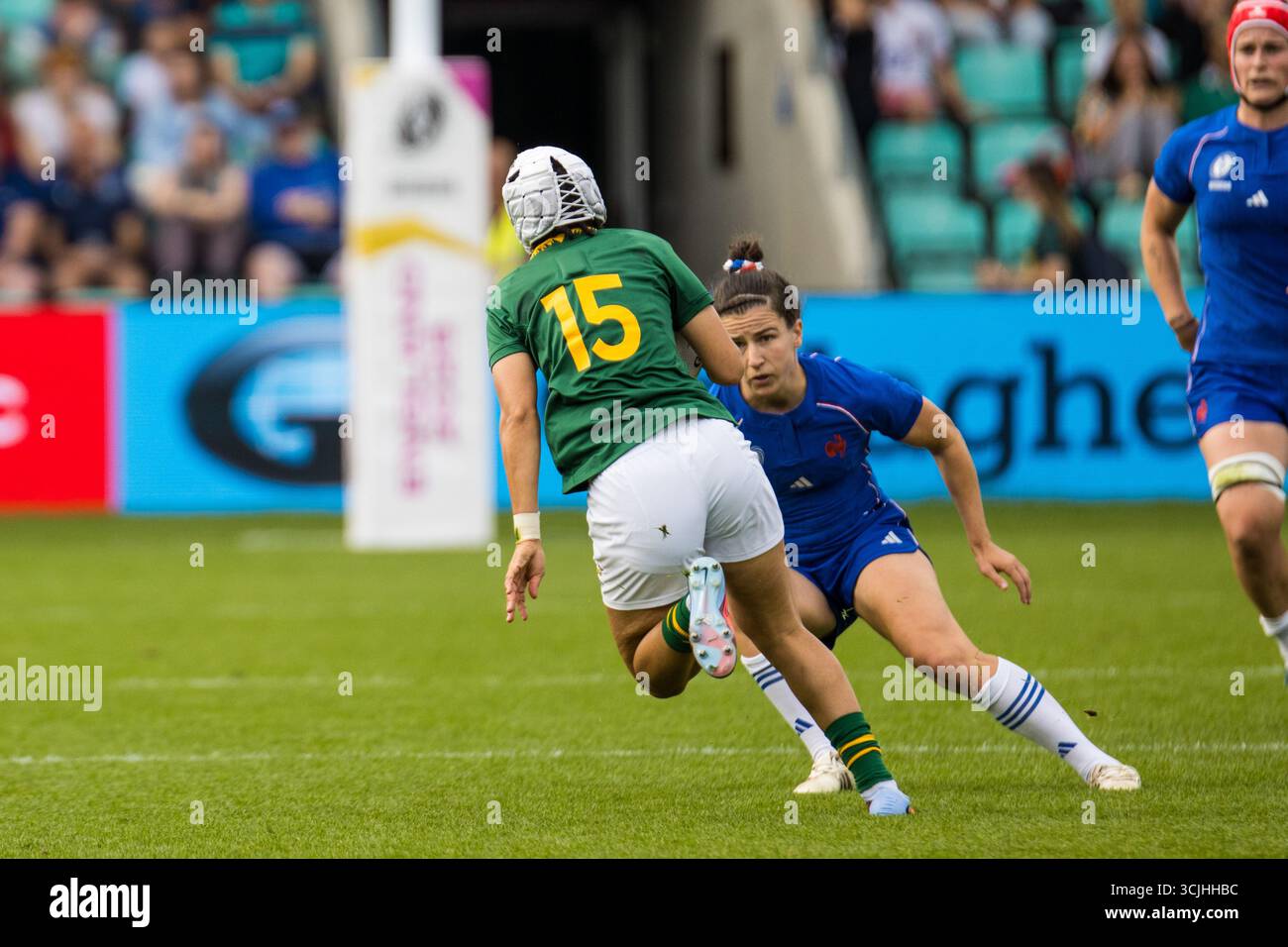 Fullback Rugby Rsa Byrhandre Dolf (Fullback – South Africa and Bulls Daisies) tries to ...