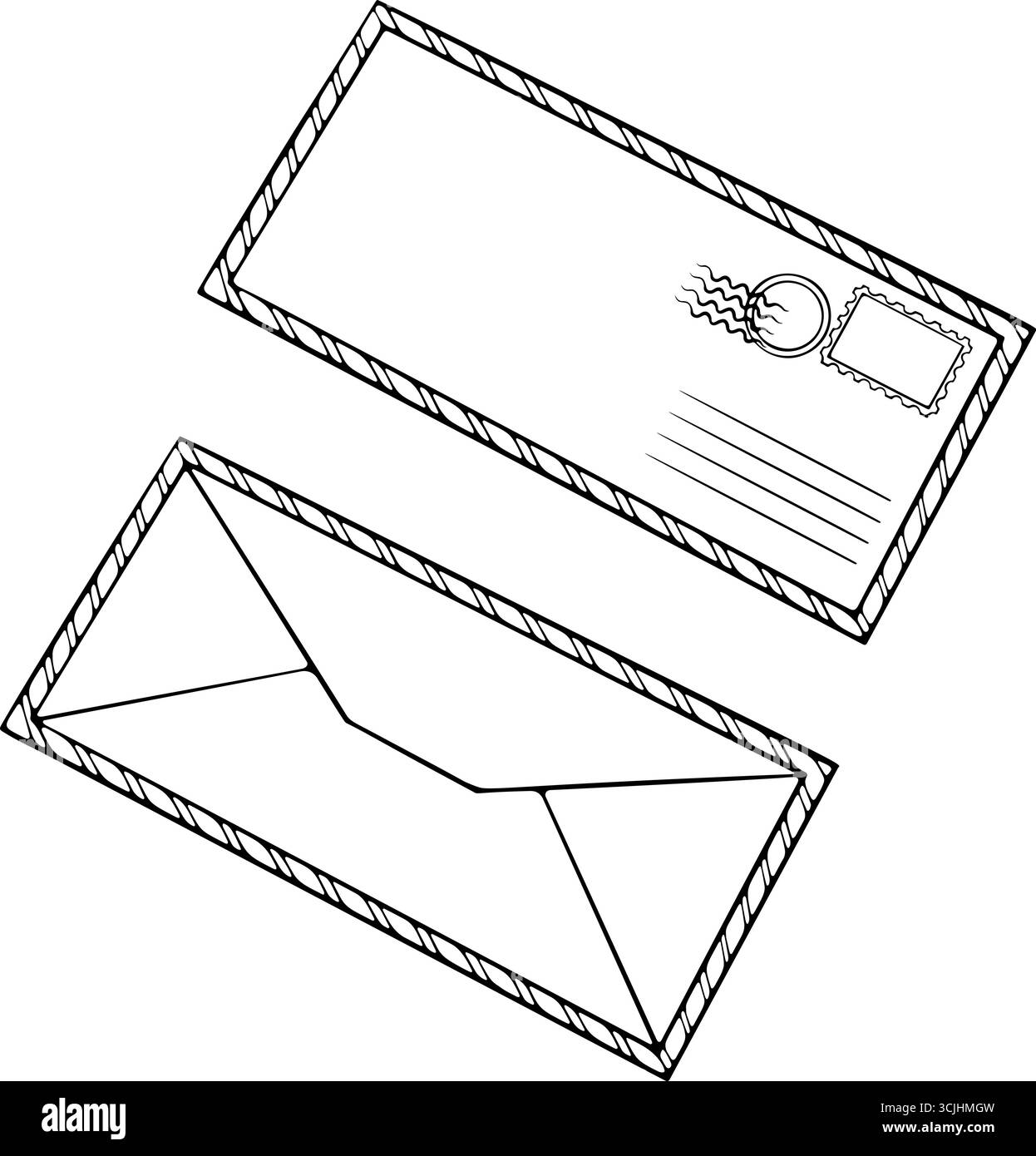 Postal envelope perspective front and back line Stock Vector Image ...