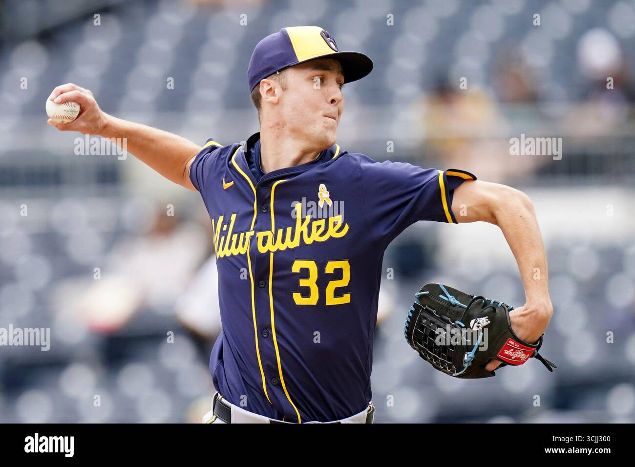 Milwaukee Brewers pitcher Jacob Misiorowski delivers during the first ...