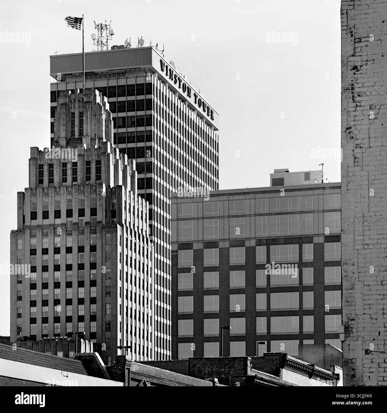 City of Winston Salem. Black and white film photograph Stock Photo - Alamy