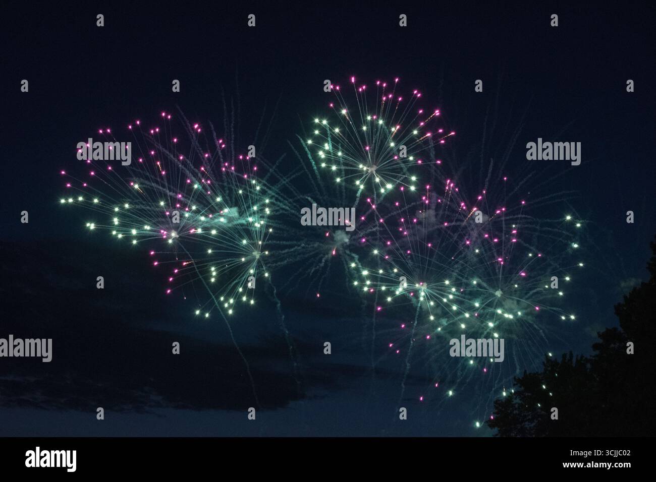 Colorful Firework Display Celebration July 1st Stock Photo