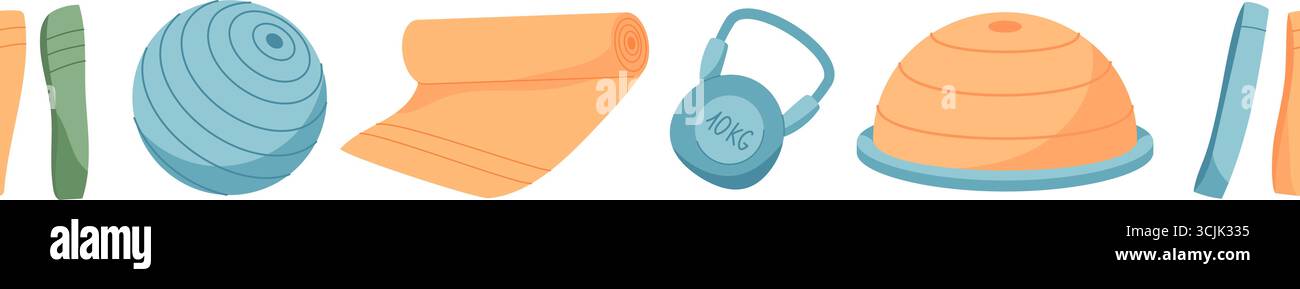 Colorful Minimal Seamless Yoga Border Pattern Stock Vector