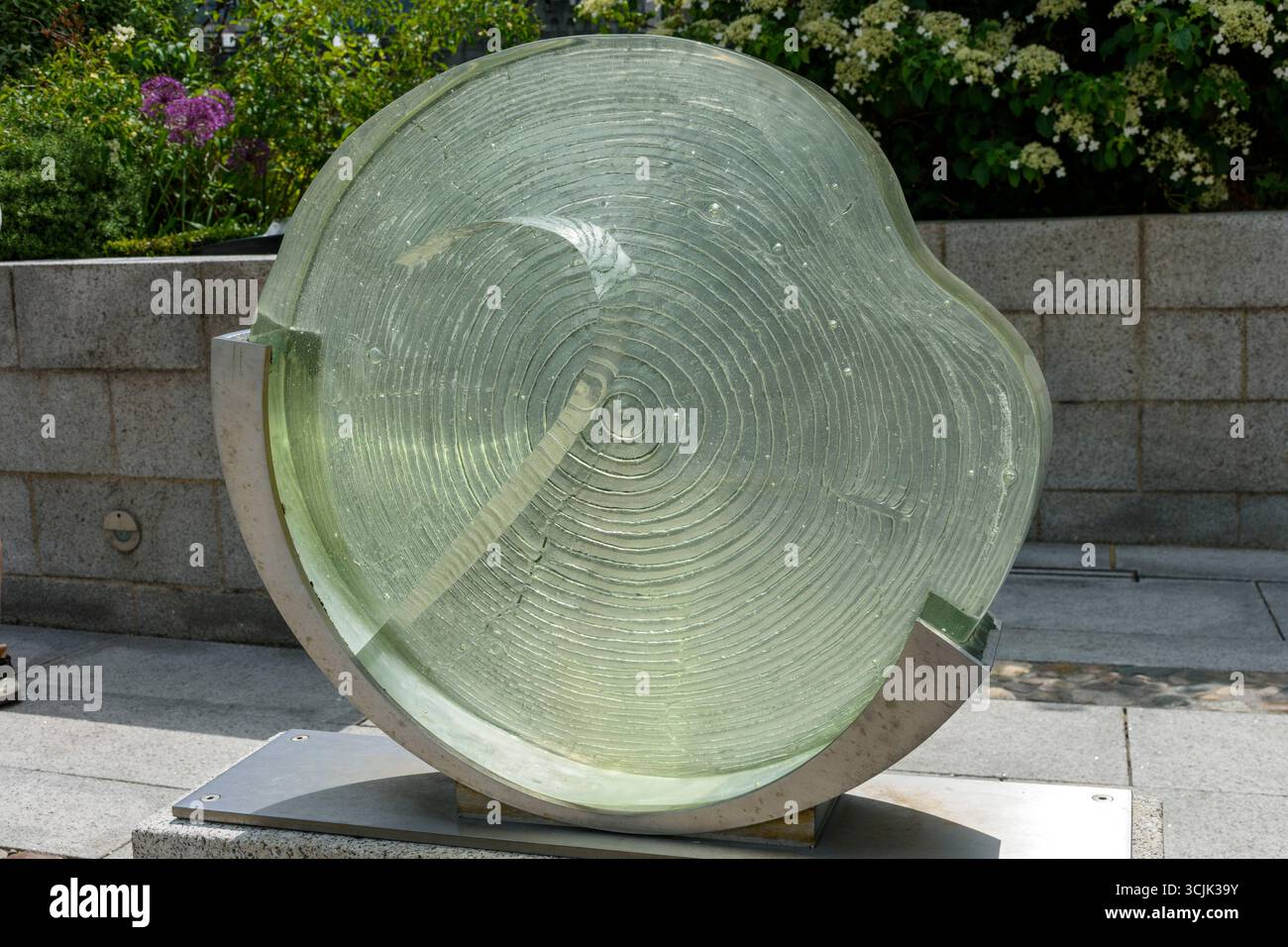 Glass sculpture in the Garda Síochána Memorial Garden, Dubh Linn Gardens, Dublin, Ireland. Stock Photo