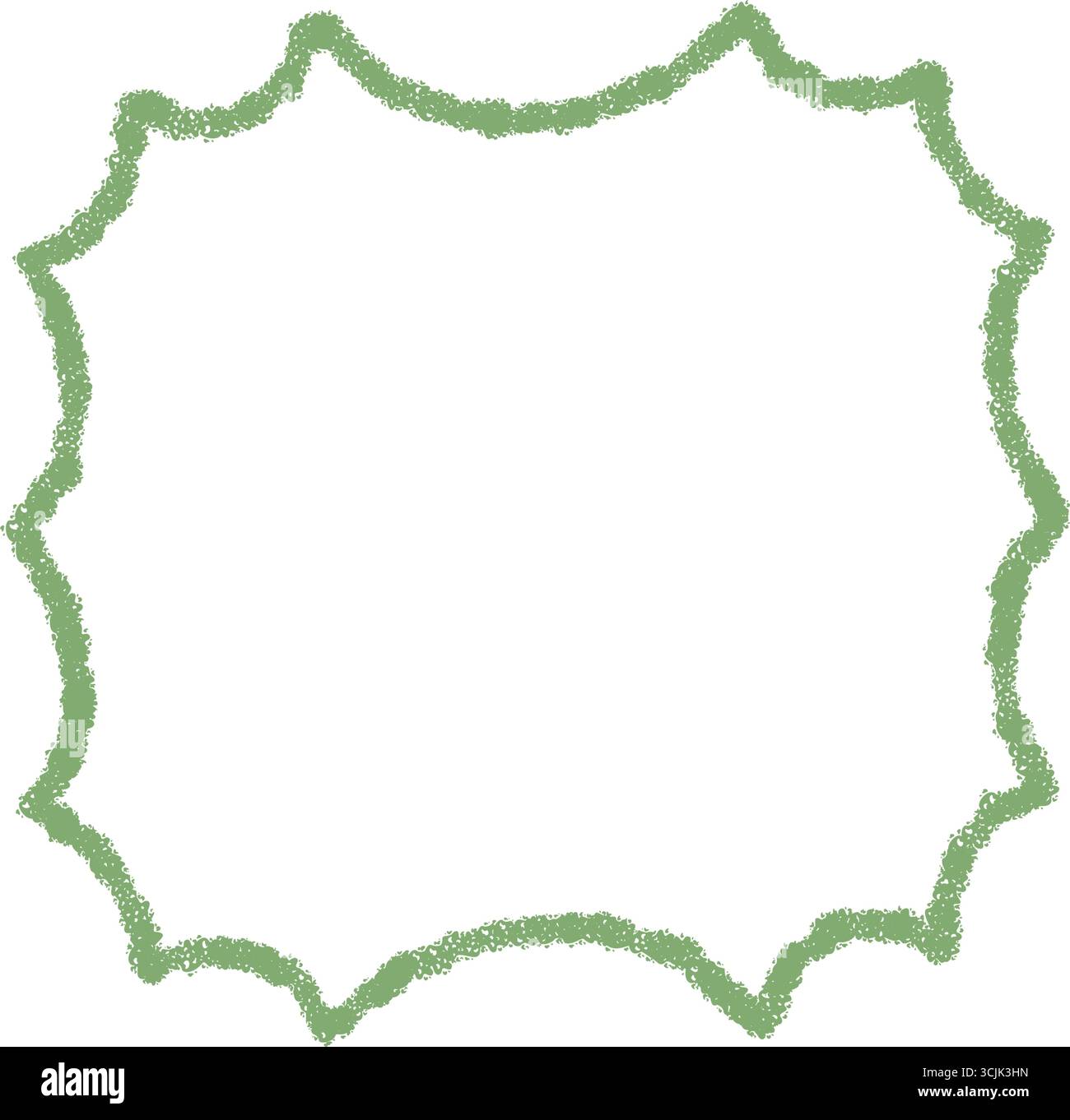 Groovy Crayon Scallop Rectangle Border Shape Stock Vector