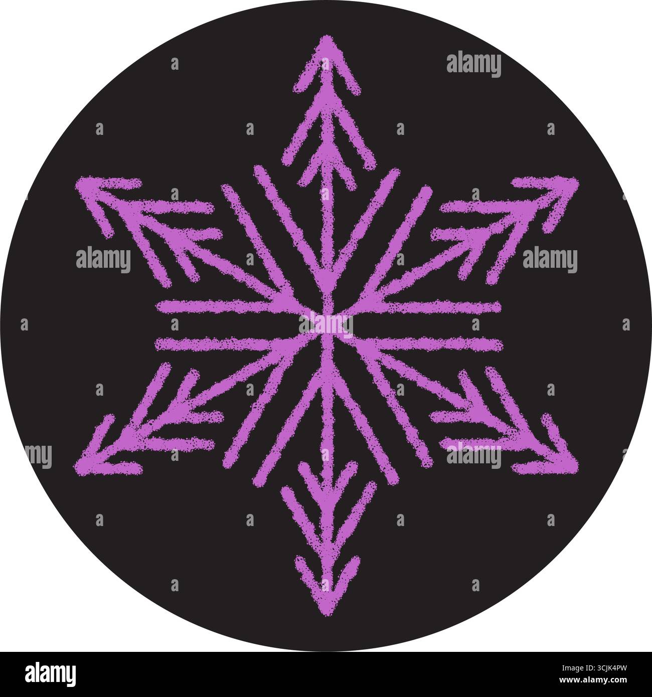 Round Chalk Sticker With Snowflake Ornament Stock Vector