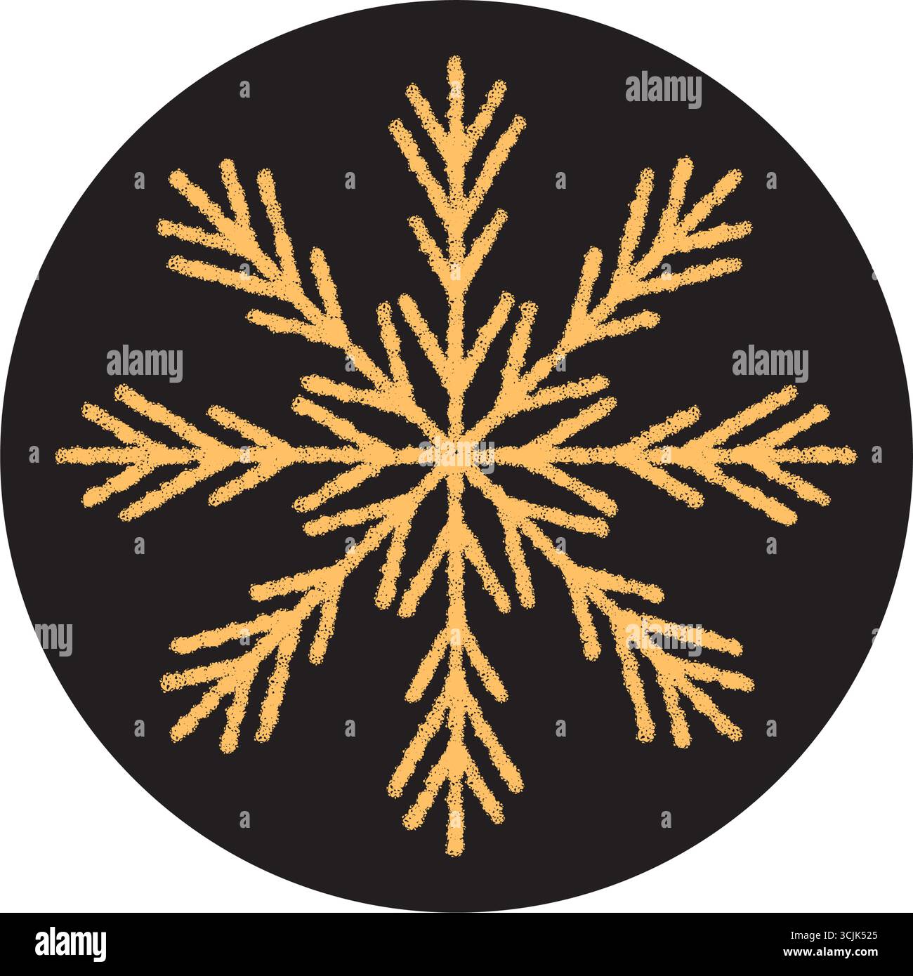 Chalk Snowflake Sticker Circle Ornament Stock Vector