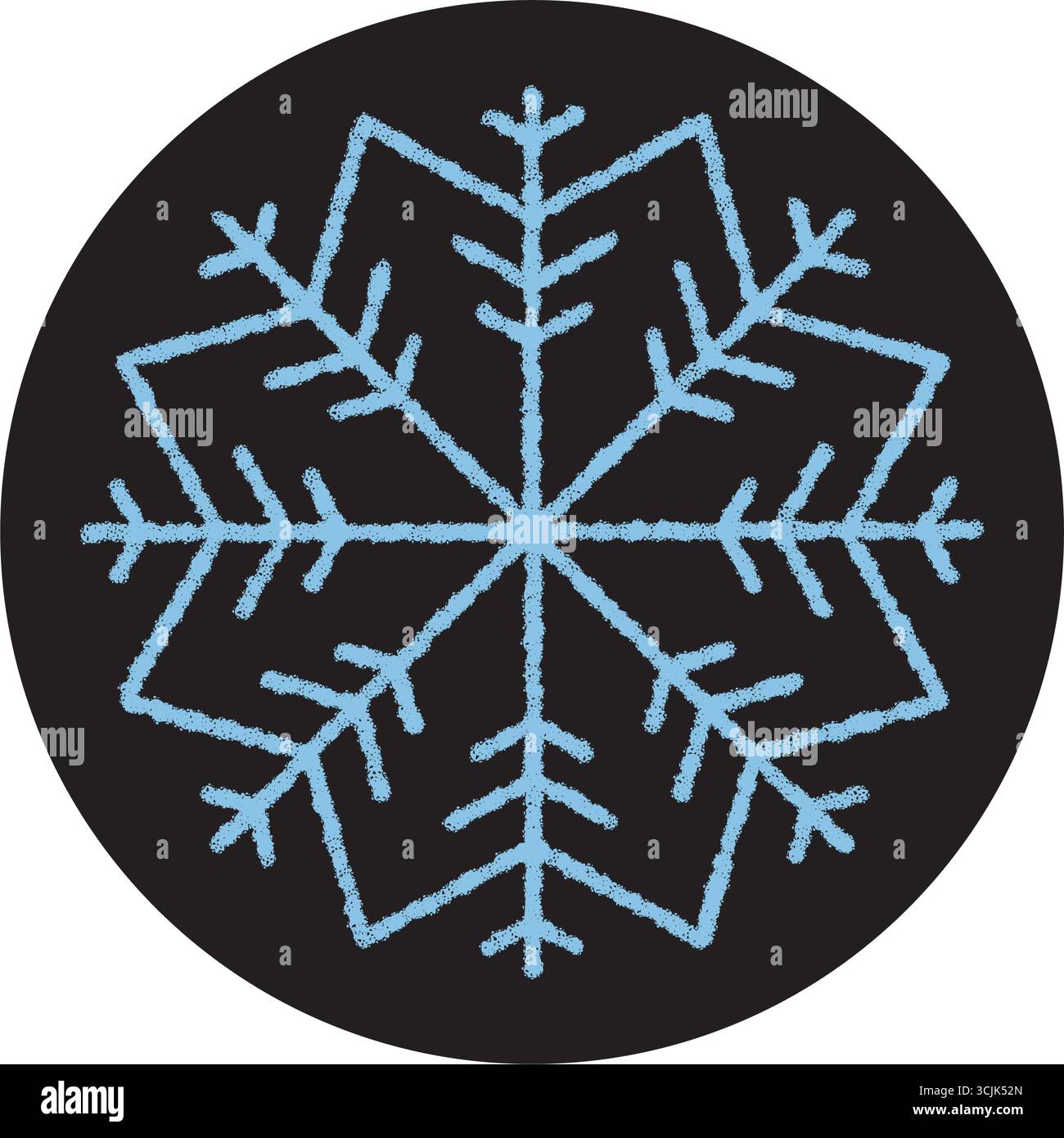 Round Blue Crayon Snowflake Sticker Icon Stock Vector