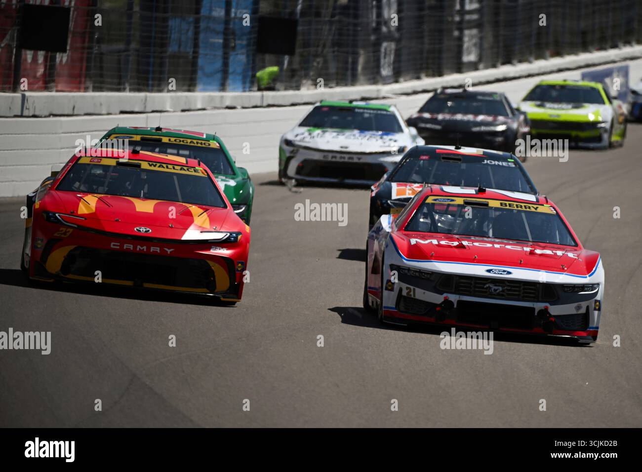 Madison I'll Raceway Bubba Wallace, left and Josh Berry, right, race during a NASCAR Cup ...