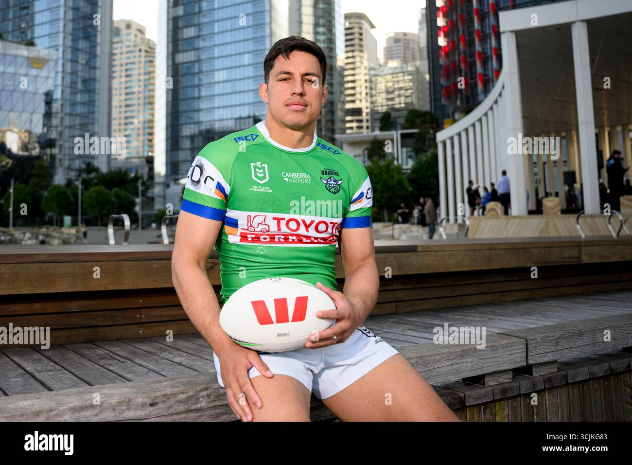 Joseph Tapine of the Canberra Raiders poses for a photograph during the ...