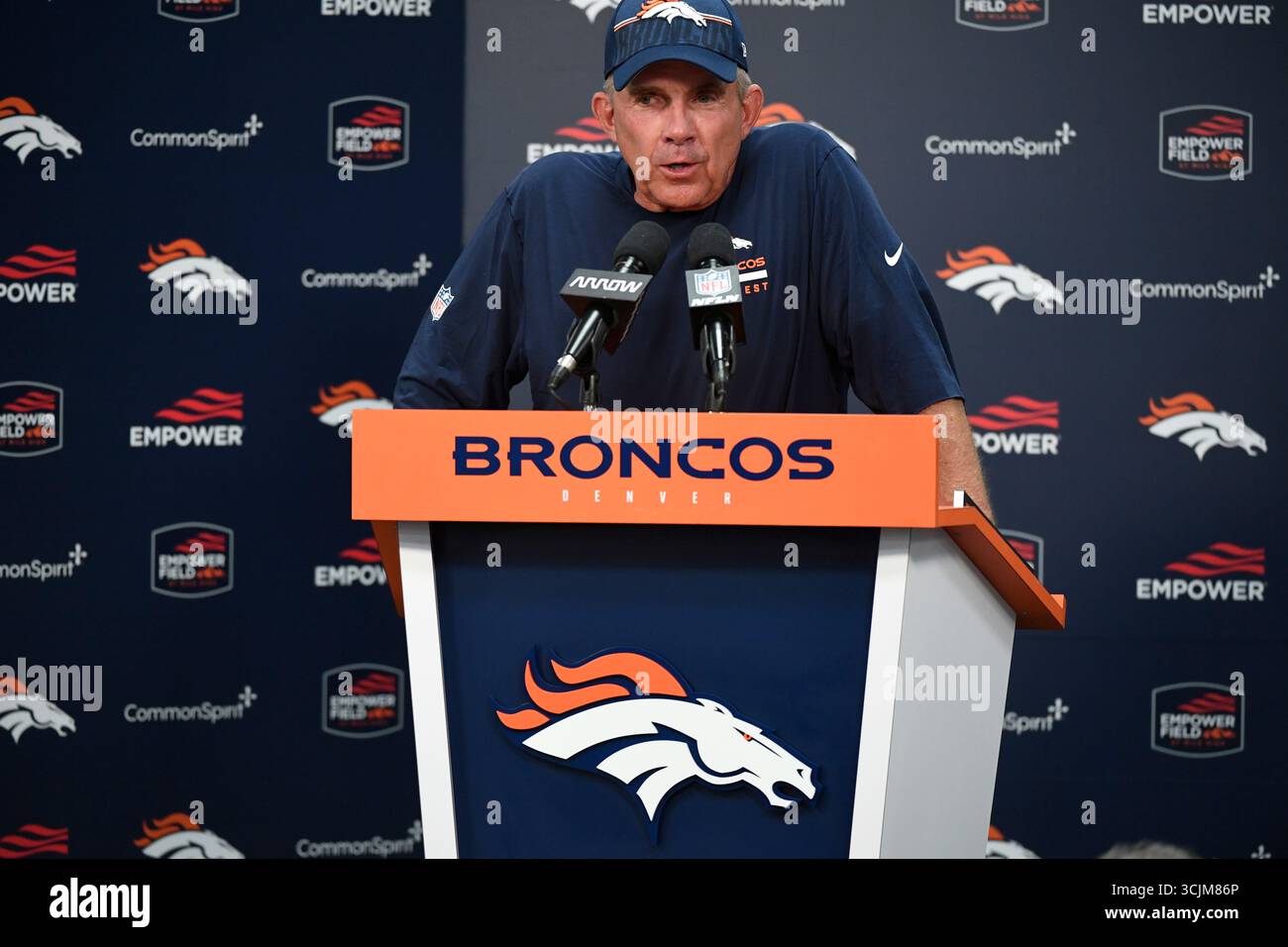 Denver Broncos head coach Sean Payton during a news conference after an ...