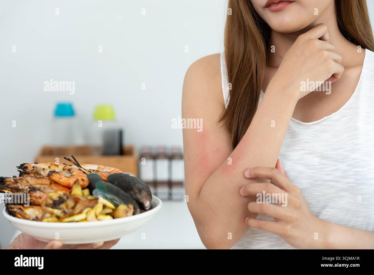 food allergies, women have red skin occur from itching and redness ...