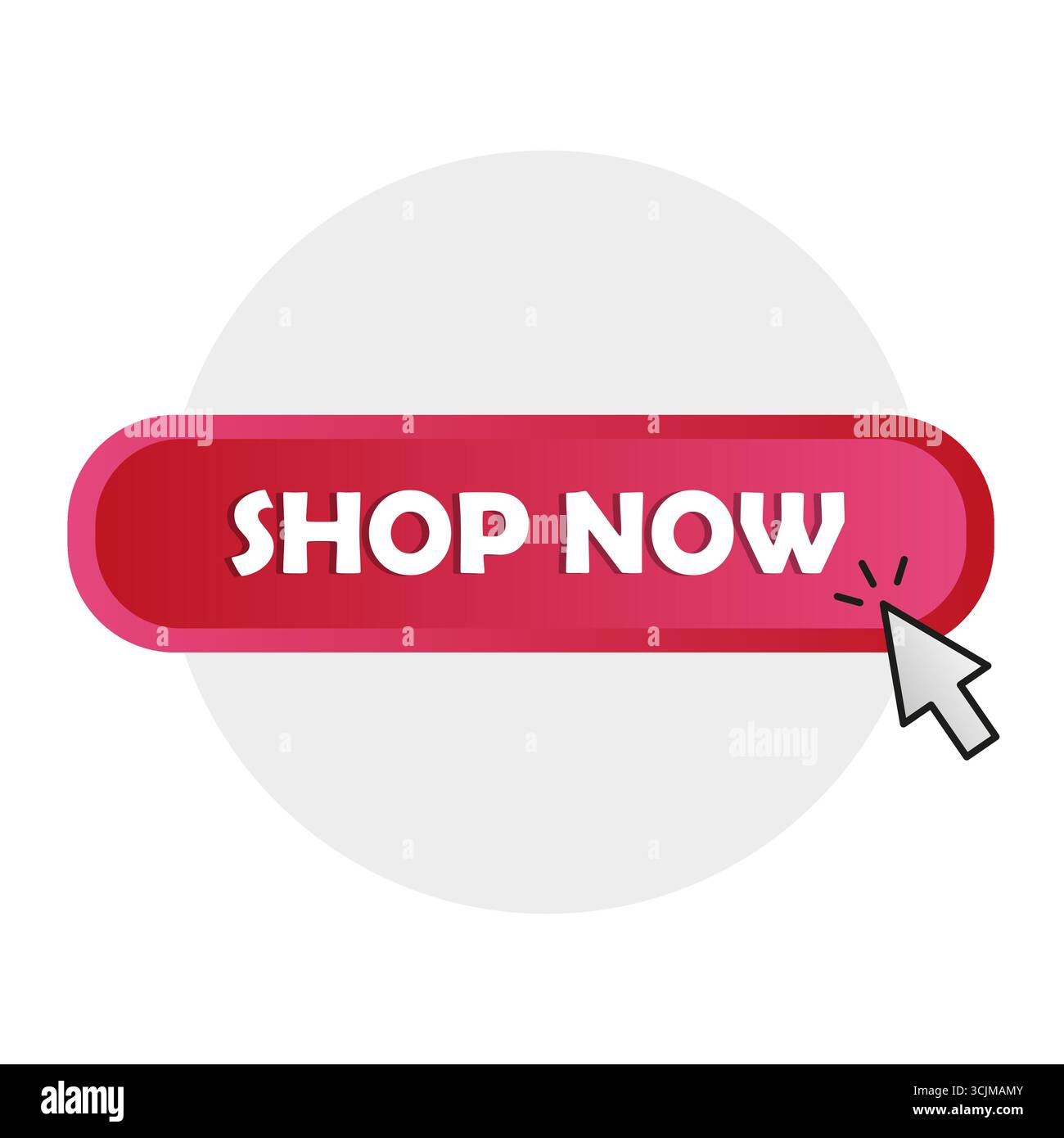 Shop now button. Purchase click banner. Red call to action. Vector web element. EPS 10. Stock Vector
