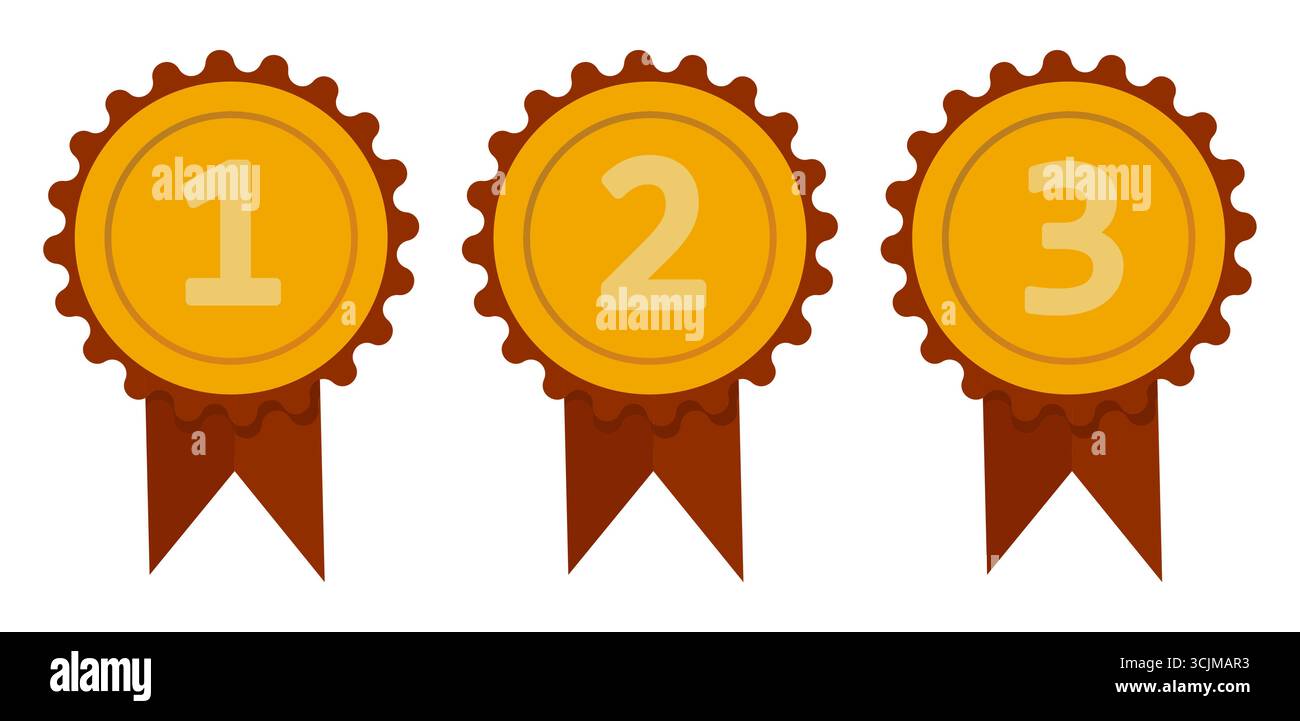 Medals set illustration. First second third. Place trophy symbols ...
