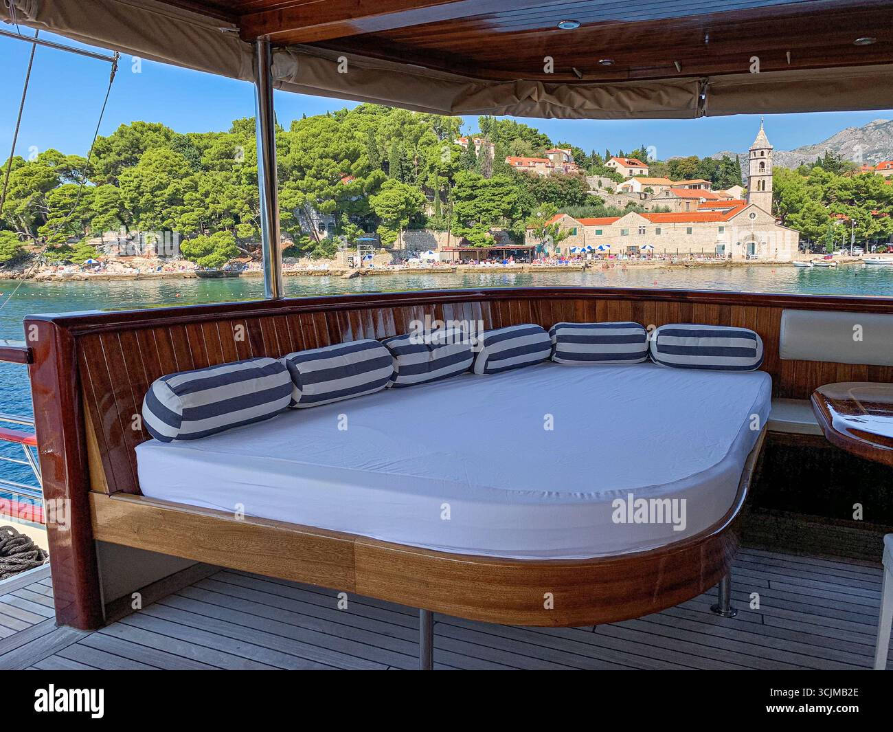 The luxury yacht minicruiser MY Casablanca in Cavtat, Croatia (Barbara Cruising), beautiful small classic cruise ship, Adriatic Sea, Dalmatia cruises - Smartphone Captured Stock Image