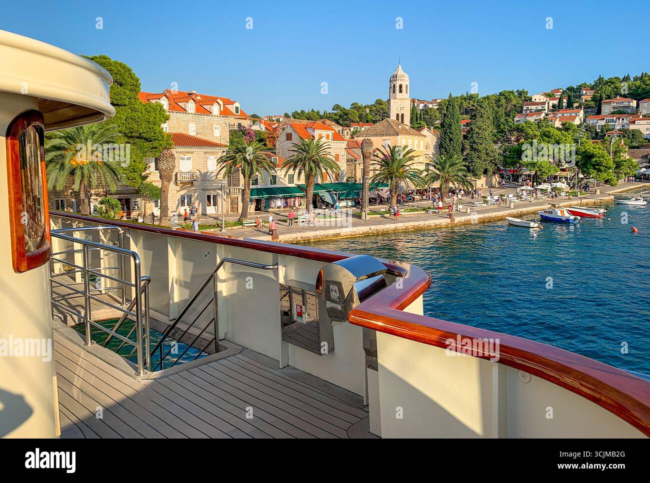 The luxury yacht minicruiser MY Casablanca in Cavtat, Croatia (Barbara Cruising), beautiful small classic cruise ship, Adriatic Sea, Dalmatia cruises - Smartphone Captured Stock Image