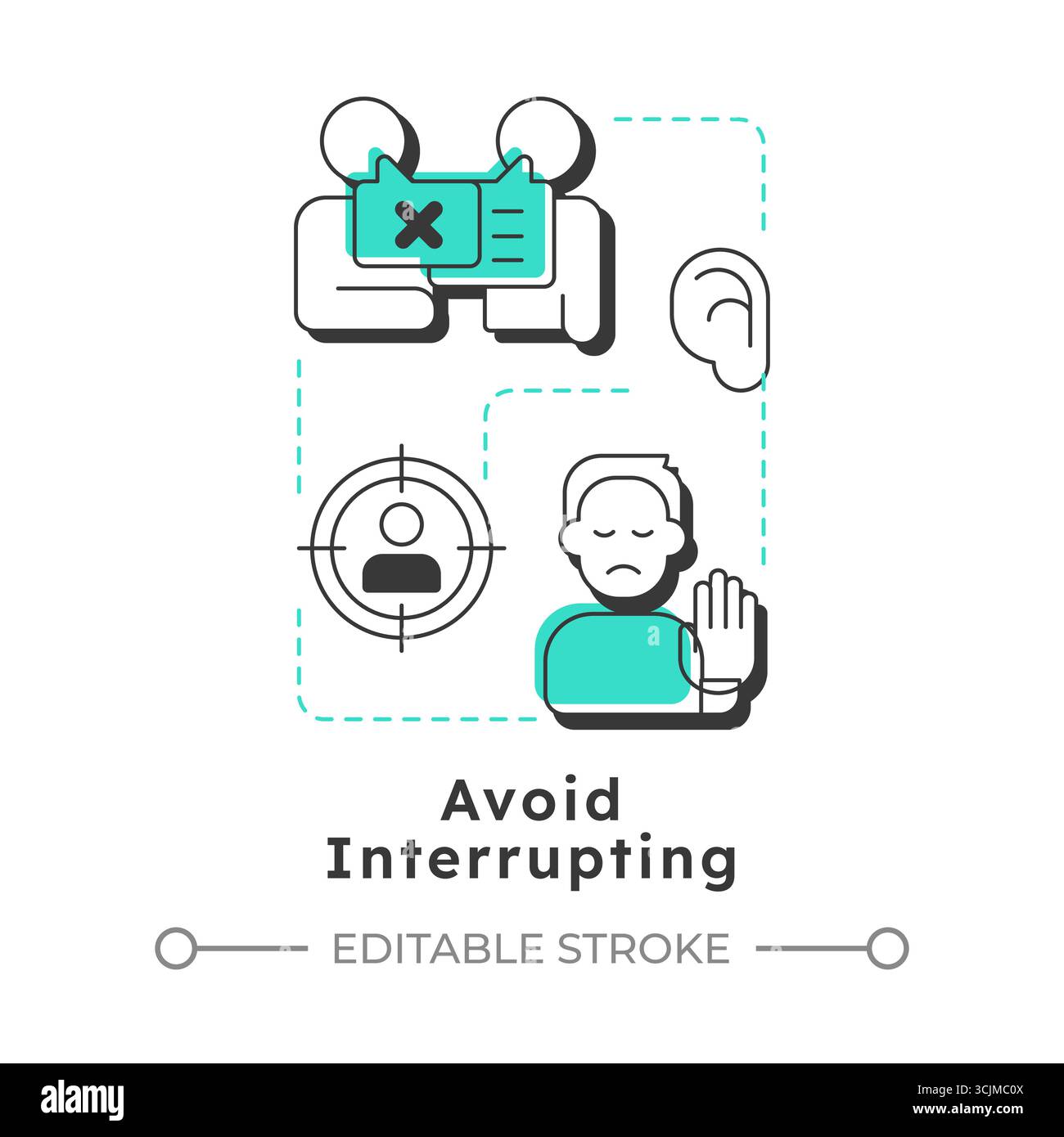 Avoid interrupting modern linear concept icon Stock Vector