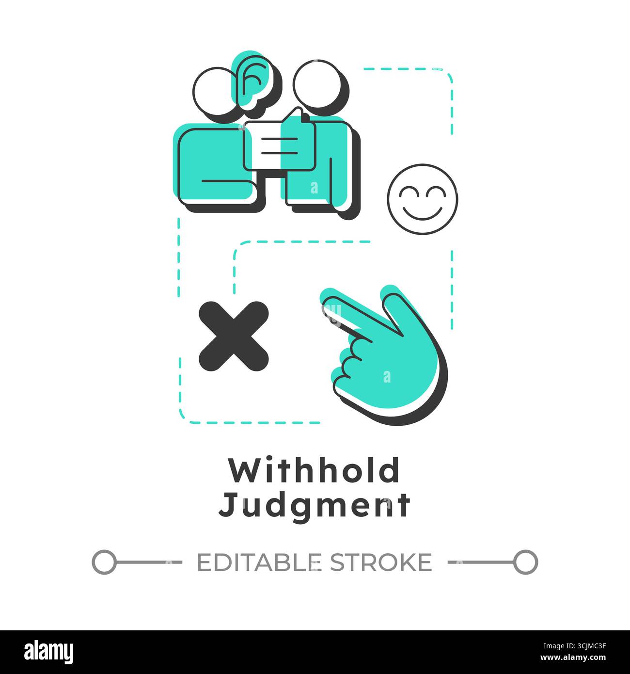 Withhold judgment modern linear concept icon Stock Vector