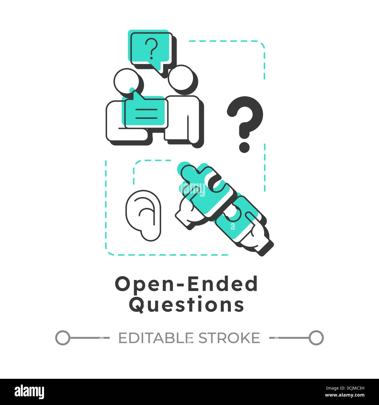 Open-ended questions modern linear concept icon Stock Vector