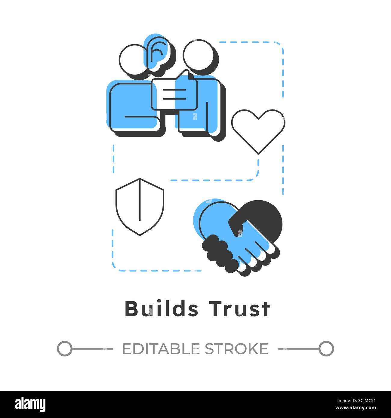 Builds trust modern linear concept icon Stock Vector