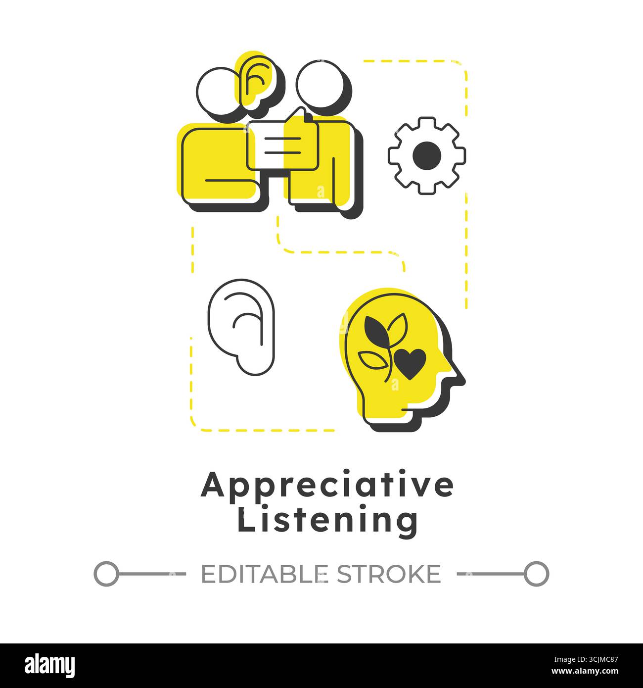 Appreciative listening modern linear concept icon Stock Vector