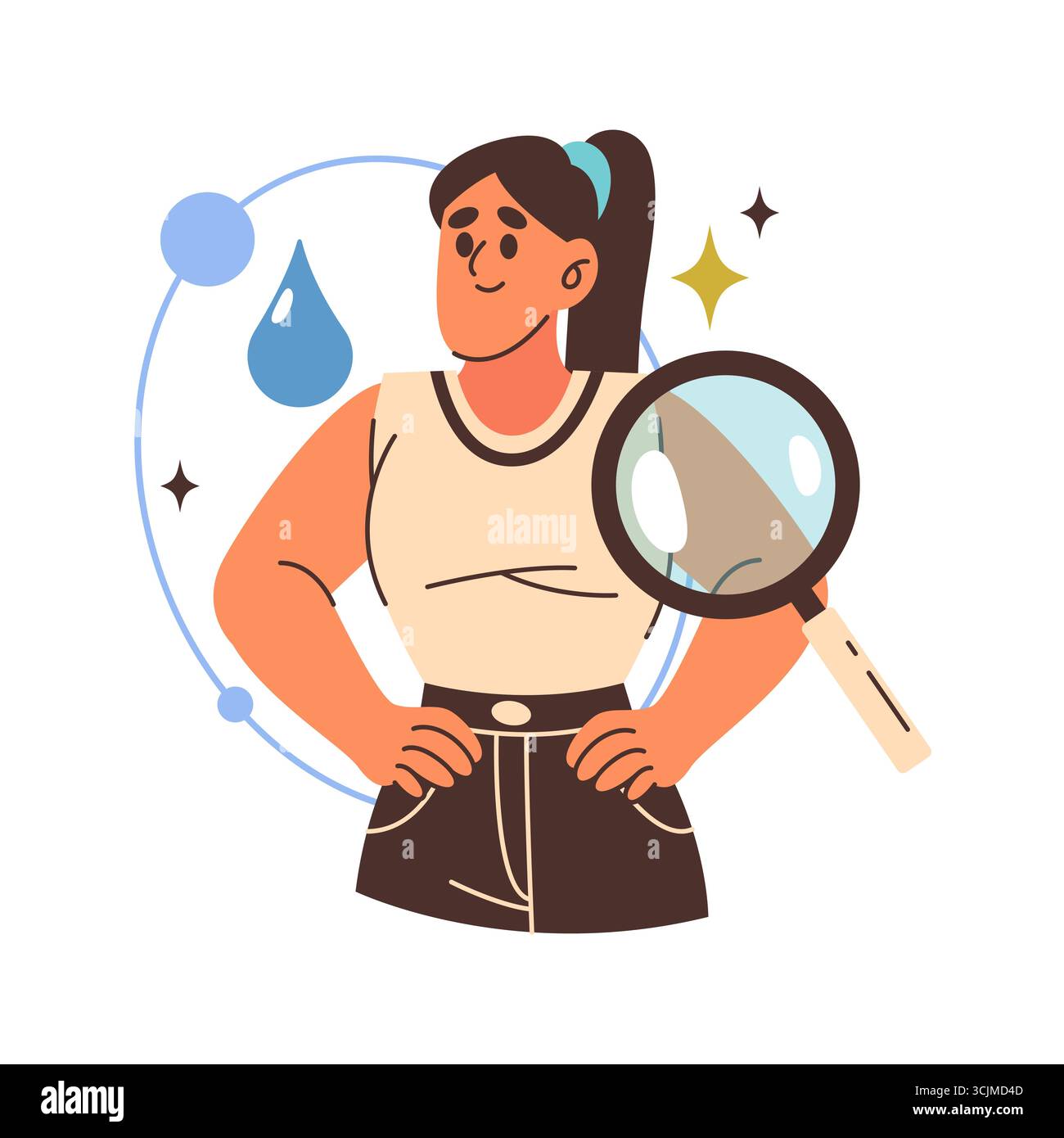 Healthy woman as water quality vector icon. Illustration of hydration ...