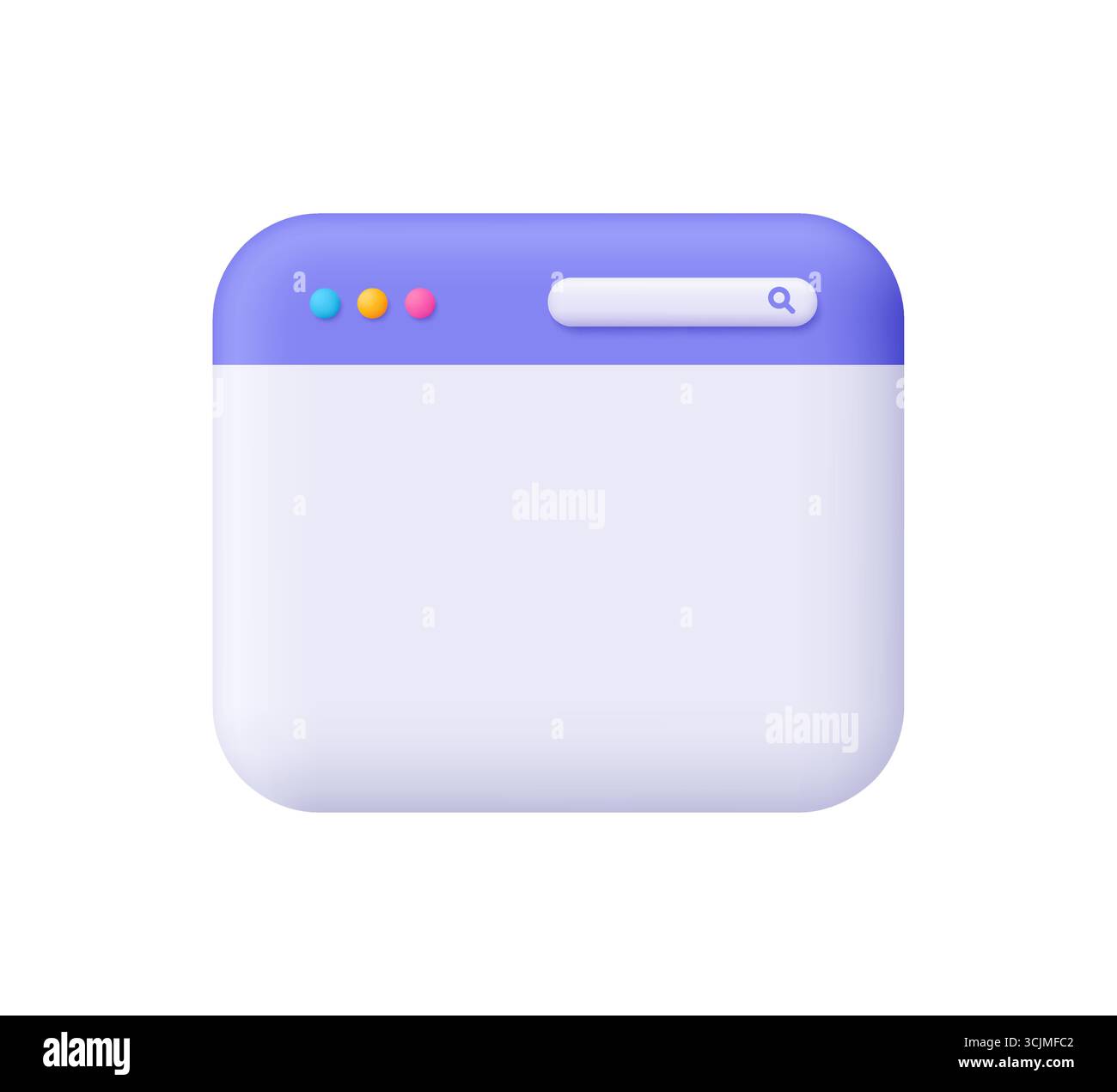 Purple and white website page, browser window with tab and search bar. User interface, computer software, web development concept. 3d vector icon. Car Stock Vector