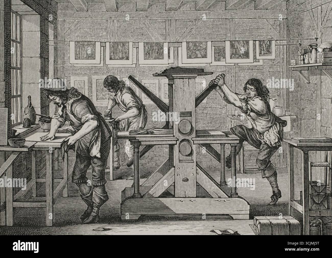 French printing press 17th century hi-res stock photography and 