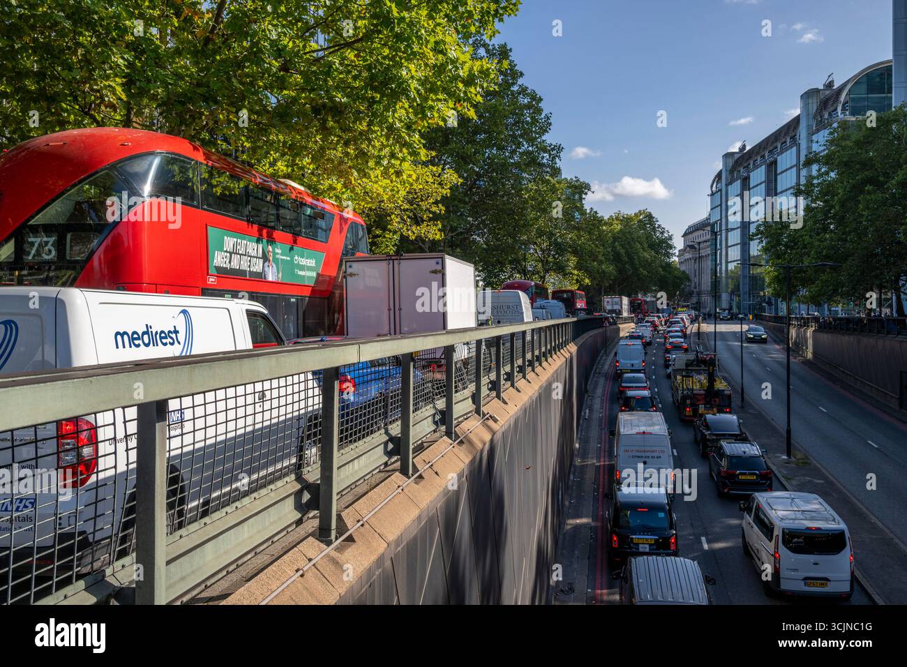 Road To Rmt London, UK. 8 September 2025. Traffic is gridlocked heading east on the ...