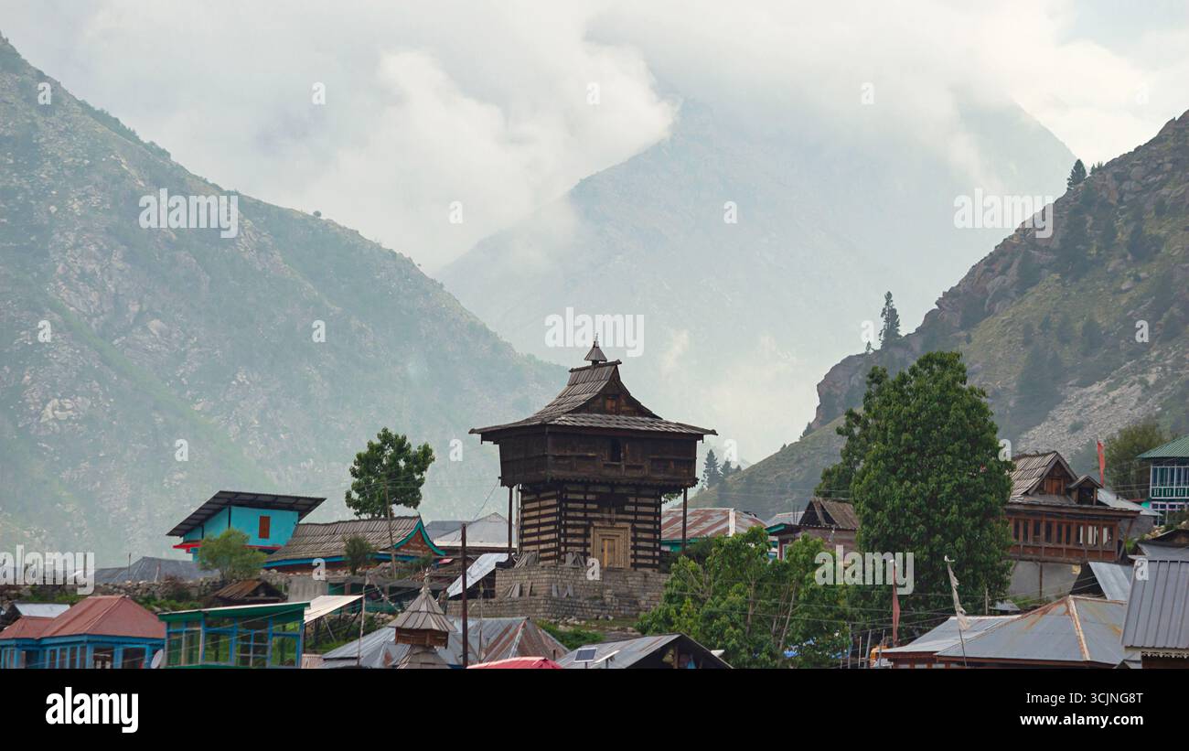 View of Chitkul Village Town Nestled Against the Mountain Range in ...