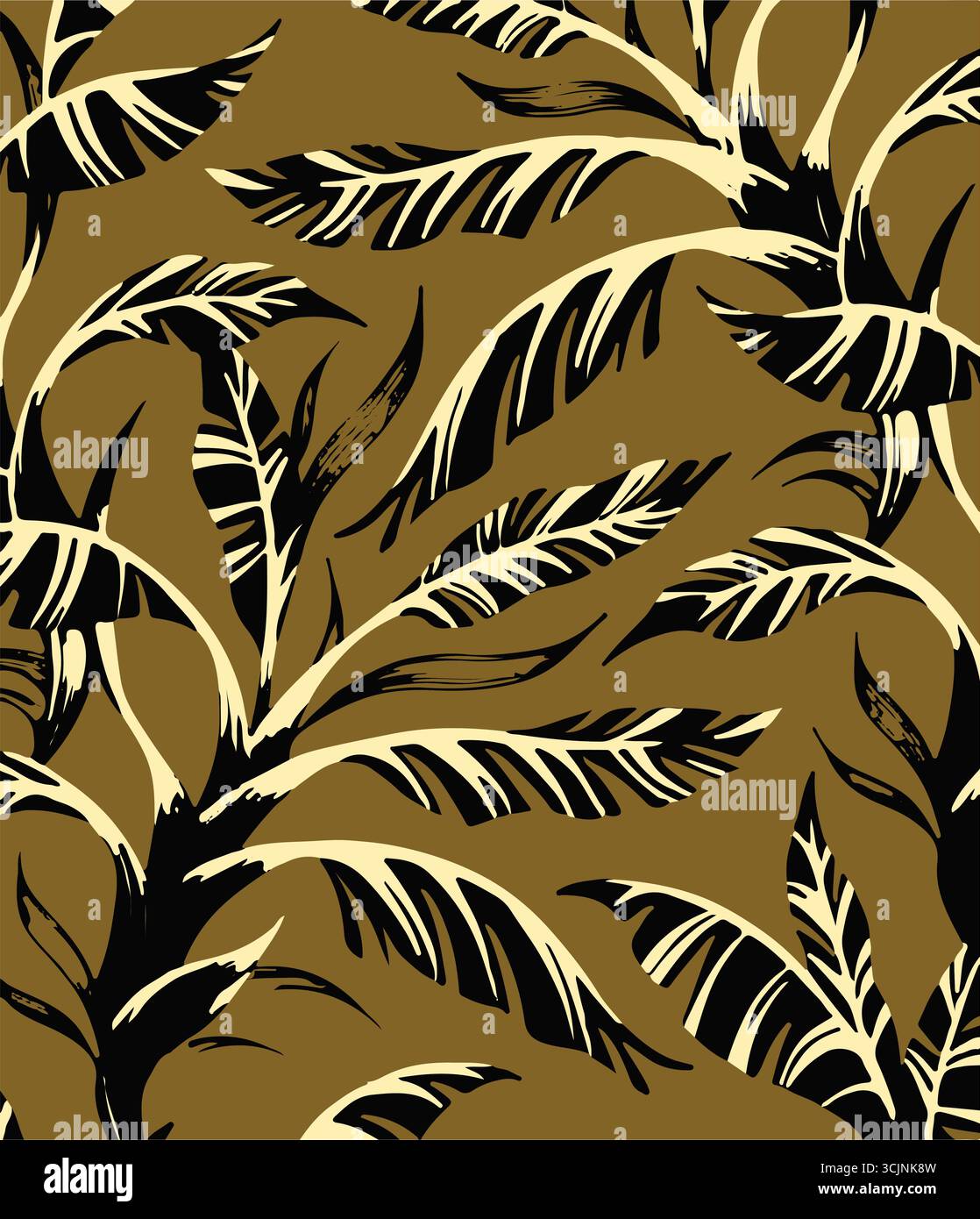 Abstract creative seamless pattern with tropical plants and artistic background,ethnic,leaves,leaf,seamless pattern Stock Vector