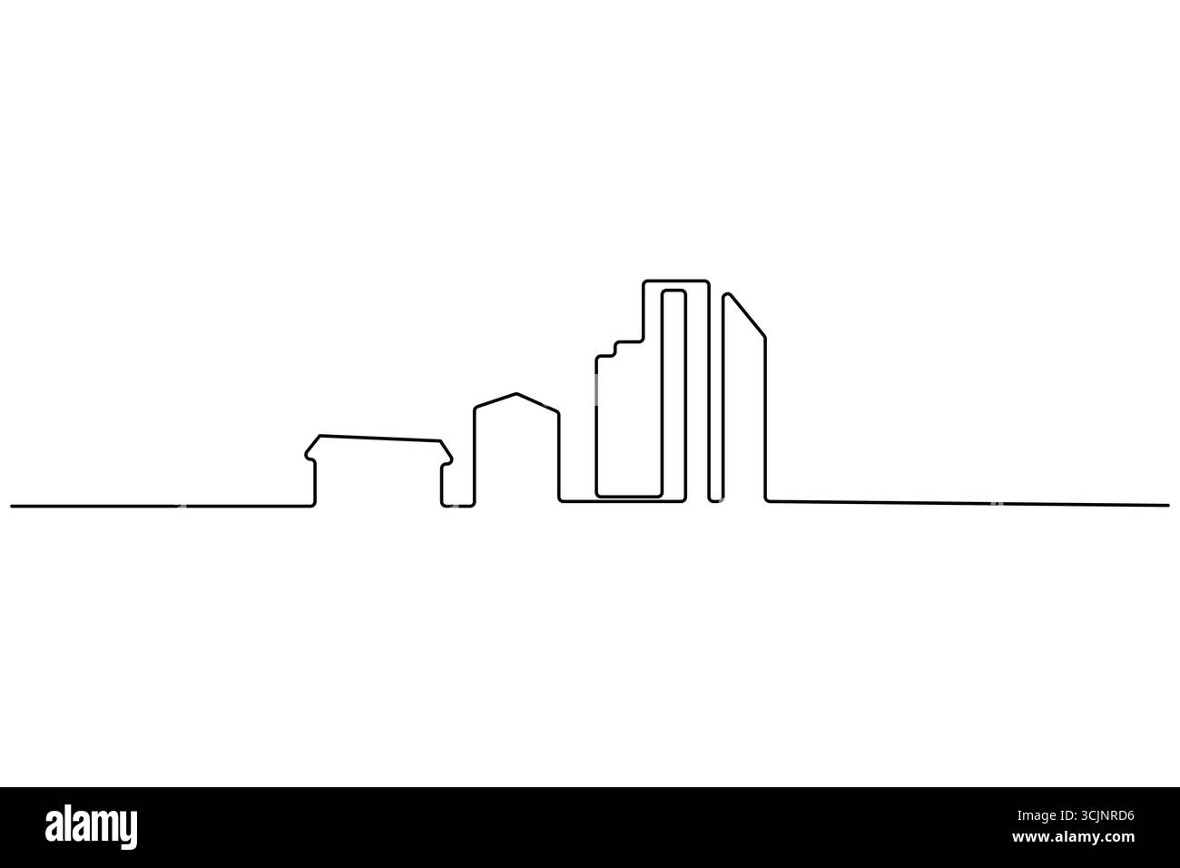 Office building continuous one line drawing minimalist outline vector ...