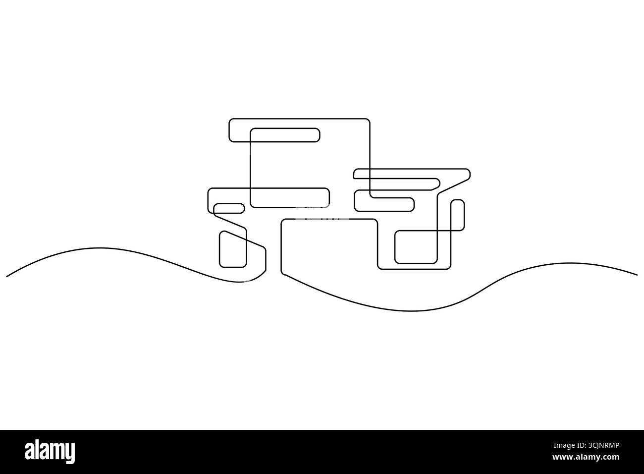 Office building continuous one line drawing minimalist outline vector ...