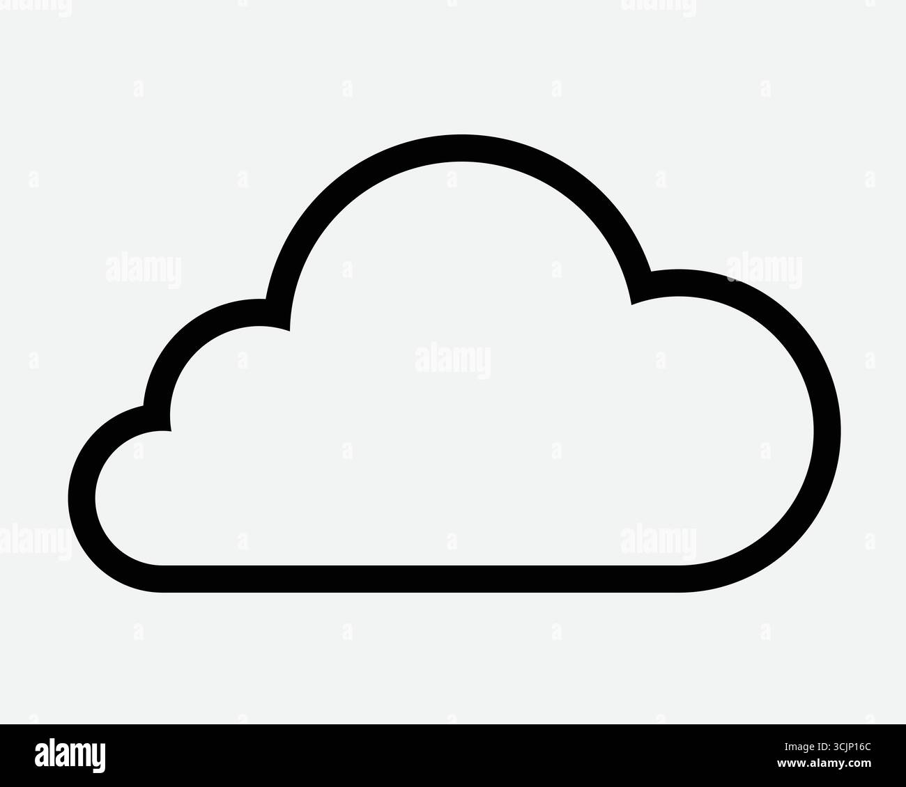 Line Cloud Shape Outline Sign Symbol. Cloudy sky forecast season climate . Digital storage computer data online server technology upload download file Stock Vector