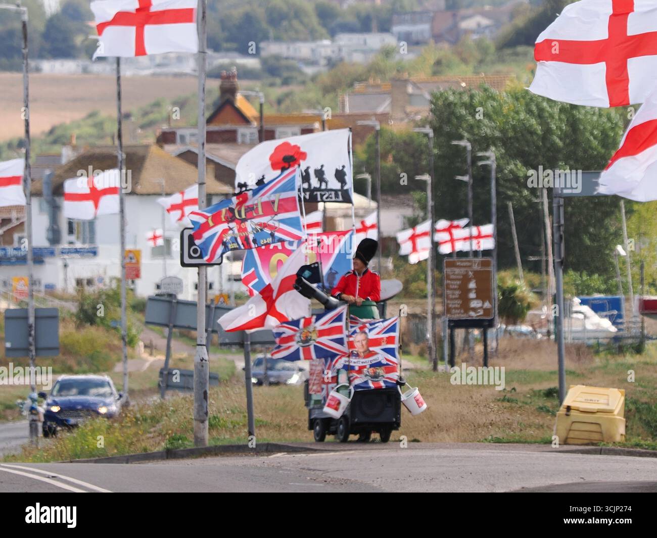 Flagged Up Sheerness, Kent, UK. 8th Sep, 2025. 80-year-old English eccentric Tim ...