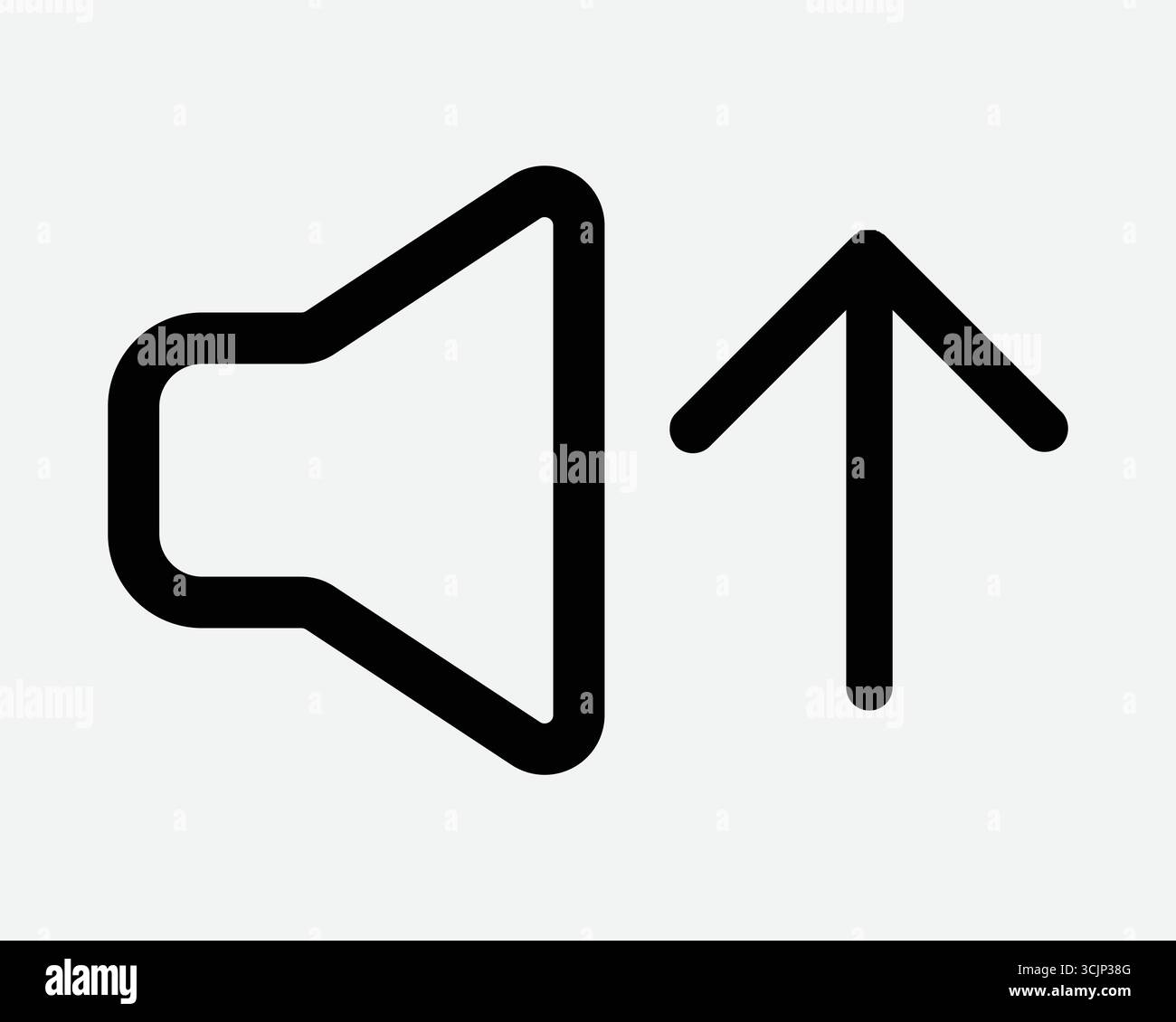 Increase Volume Speaker Icon Black Line Arrow Pointing Point Up Scale Media Sound Control Multimedia Controller Broadcasting Level Levels Outline Shap Stock Vector
