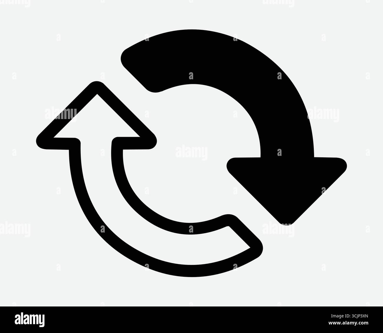 Circular Black White Arrow Refresh Redo Circle Spin Arrowhead Direction Spinning Rotate Repeat System Update Sync Reload Reset Change Process Symbol Stock Vector