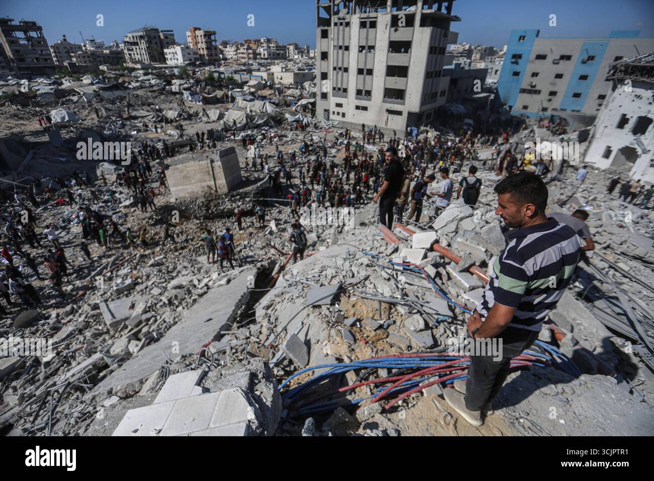 A view of the destruction caused after the Israeli army targeted a 7 ...
