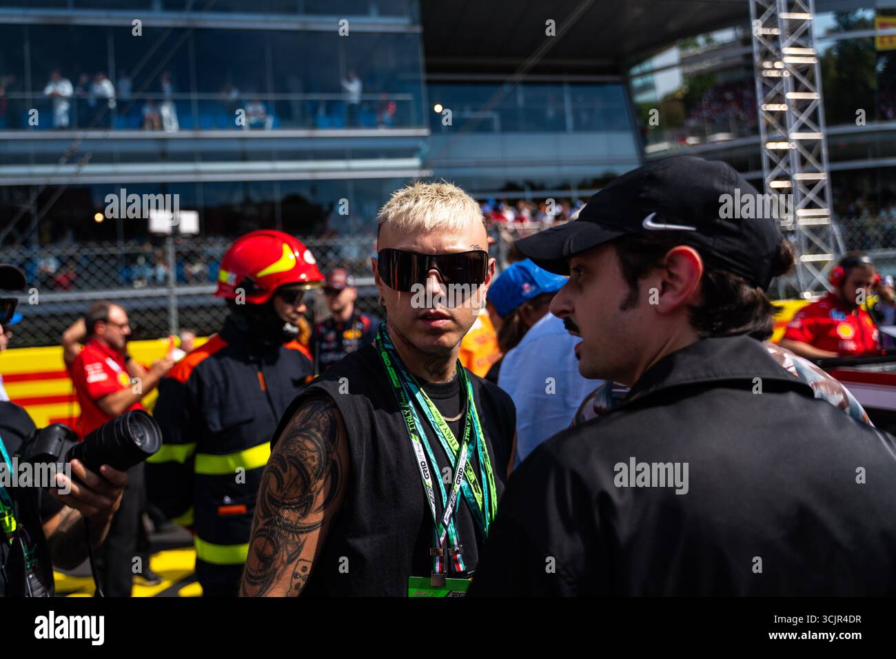 Italian rapper Lazza before the race of the Formula 1 Italian Grand ...