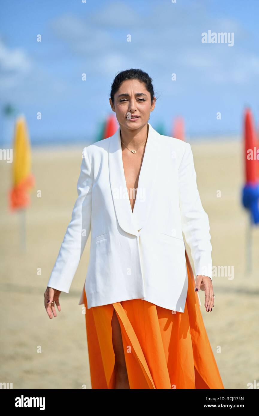 Jury President Golshifteh Farahani, posing at the beach photocall as ...