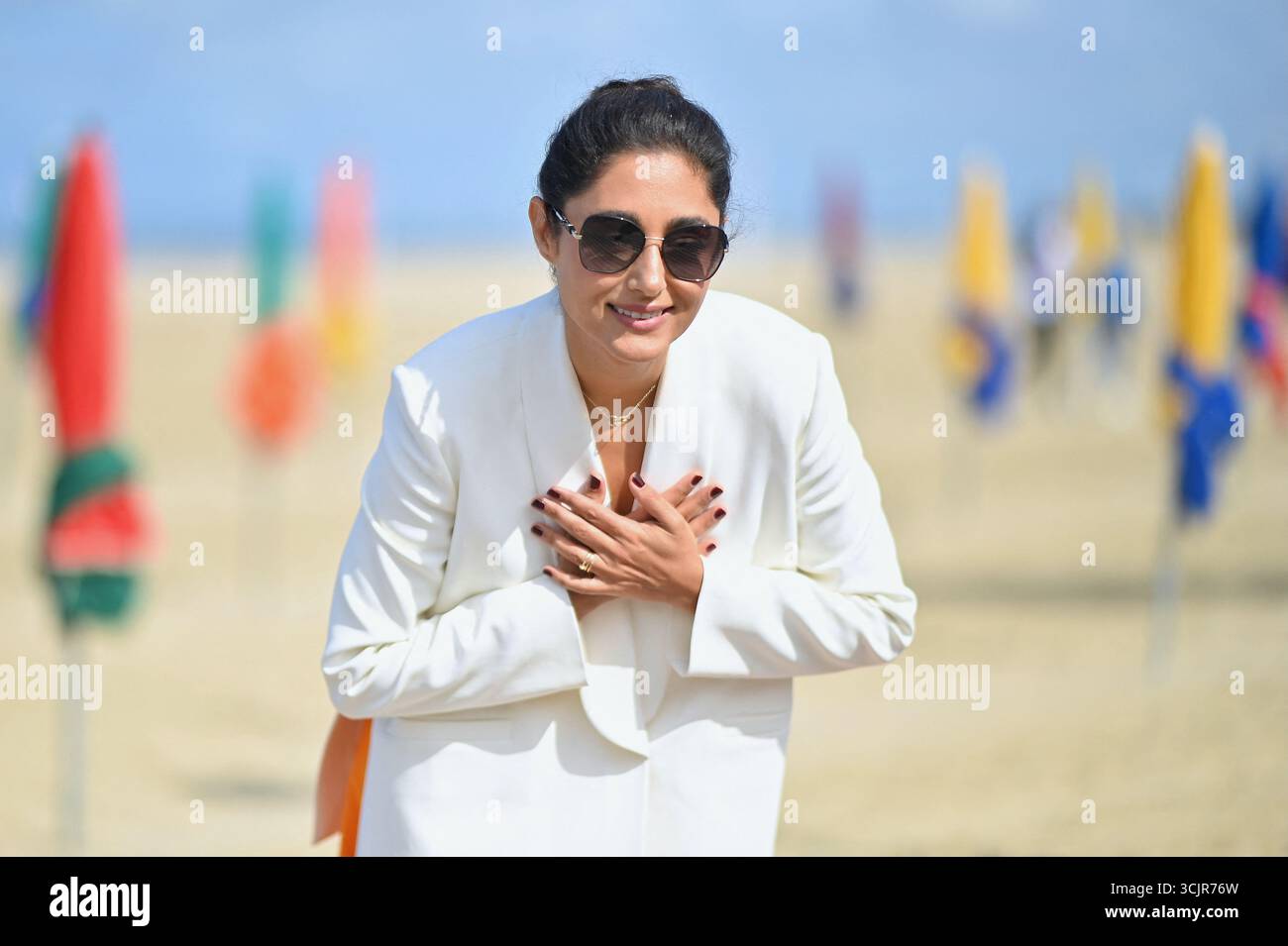 Jury President Golshifteh Farahani, posing at the beach photocall as ...