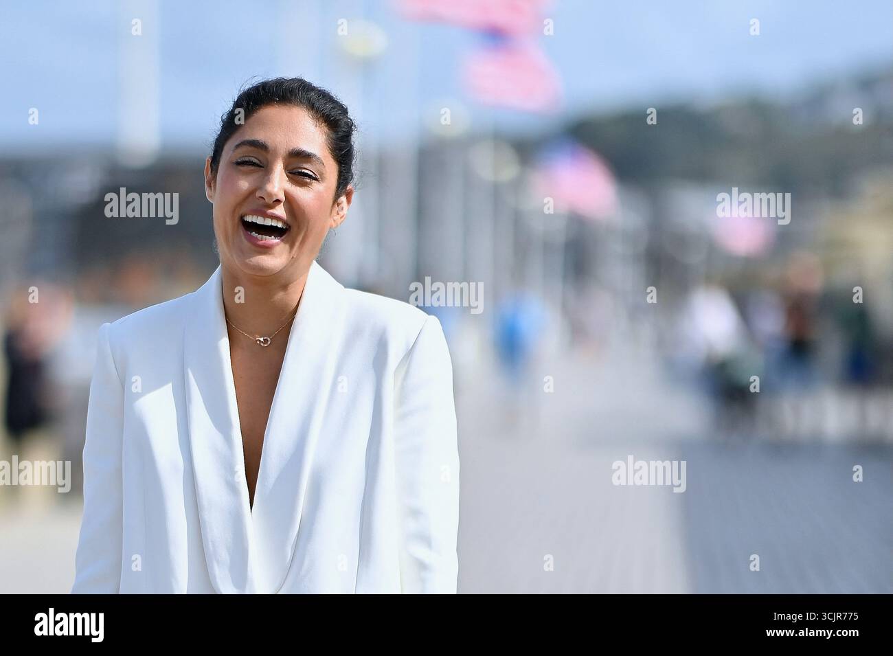 Jury President Golshifteh Farahani, posing at the beach photocall as ...