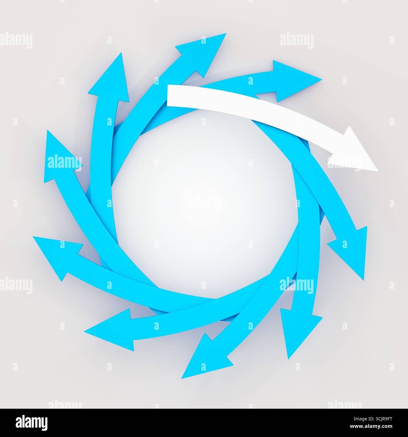 3d White blue arrows in circular formation Stock Photo - Alamy