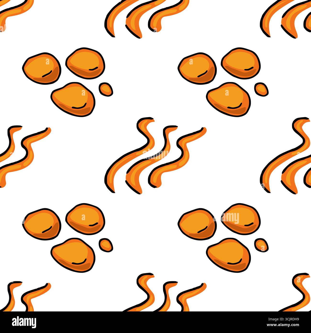 Seamless vector pattern with playful flowing rivers of magma and volcanic rocks, creating a cheerful and energetic design perfect for various applicat Stock Vector