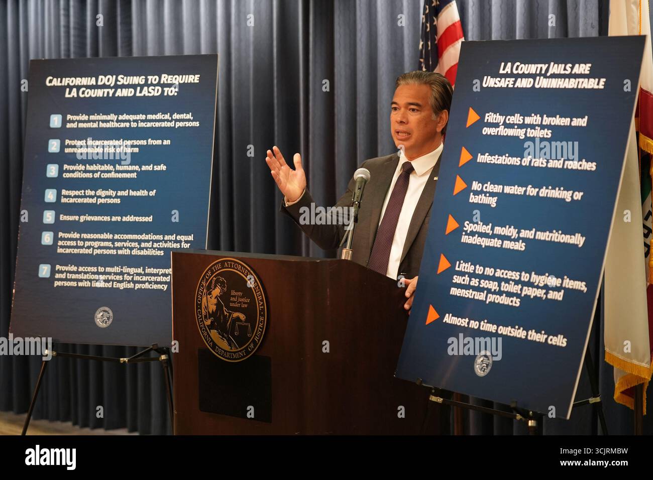 California Attorney General Rob Bonta announces his office has filed a