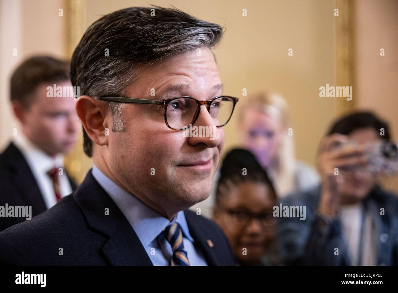 House Speaker Mike Johnson (R-La.) speaks with reporters at the U.S ...