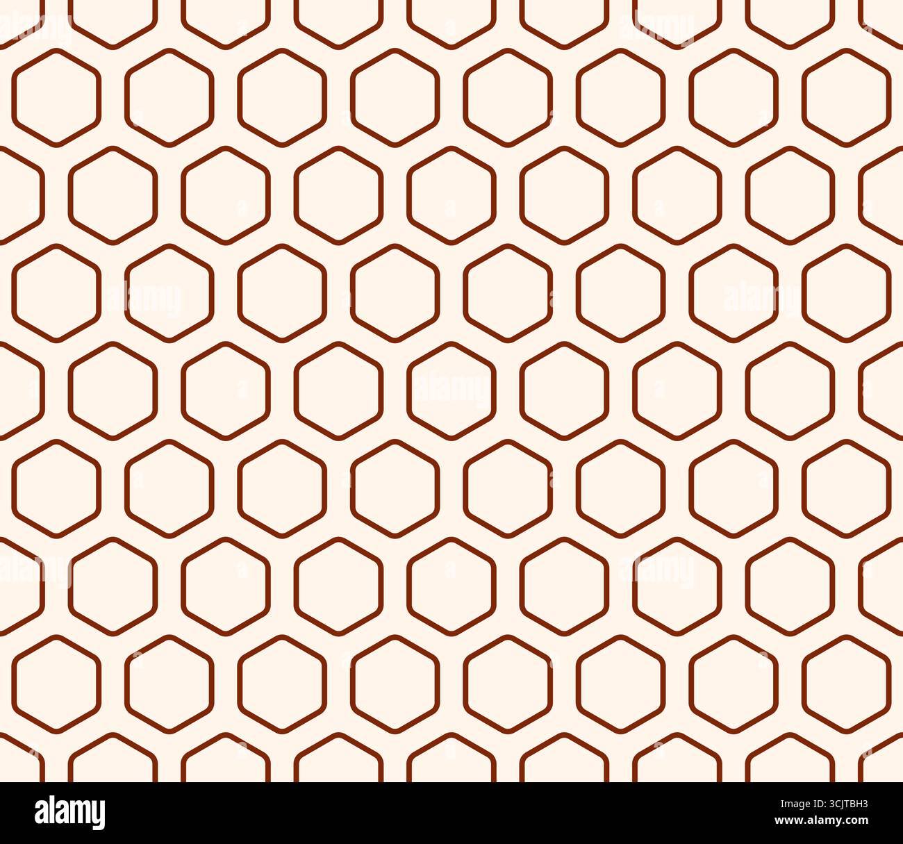 Mosaic background. Rust color on matching background. Bold rounded hexagons mosaic cells with padding. Hexagonal cells. Seamless pattern. Stock Vector