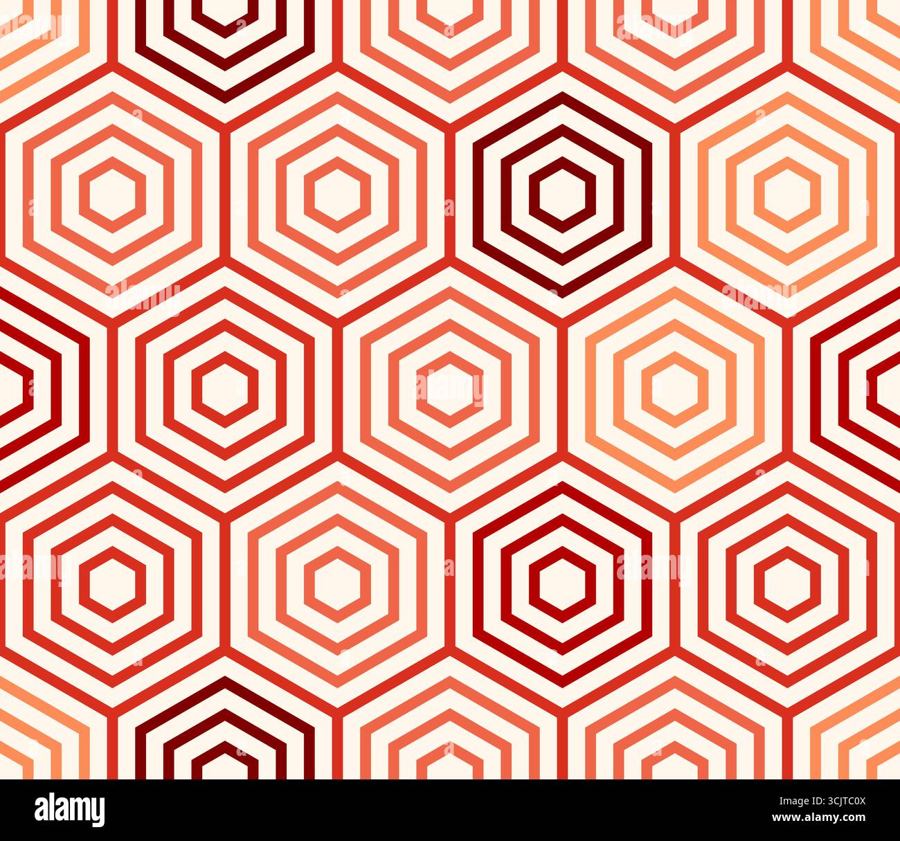 Background with Hexagon Pattern. Simple stacked hexagons pattern. Red color tones. Large hexagons. Seamless design. Tileable vector illustration. Stock Vector