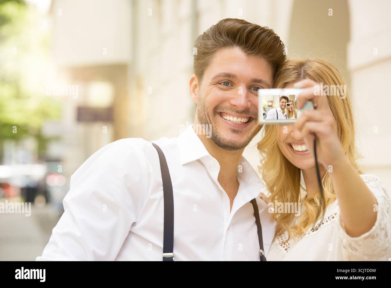 young couple taking a selfie Stock Photo